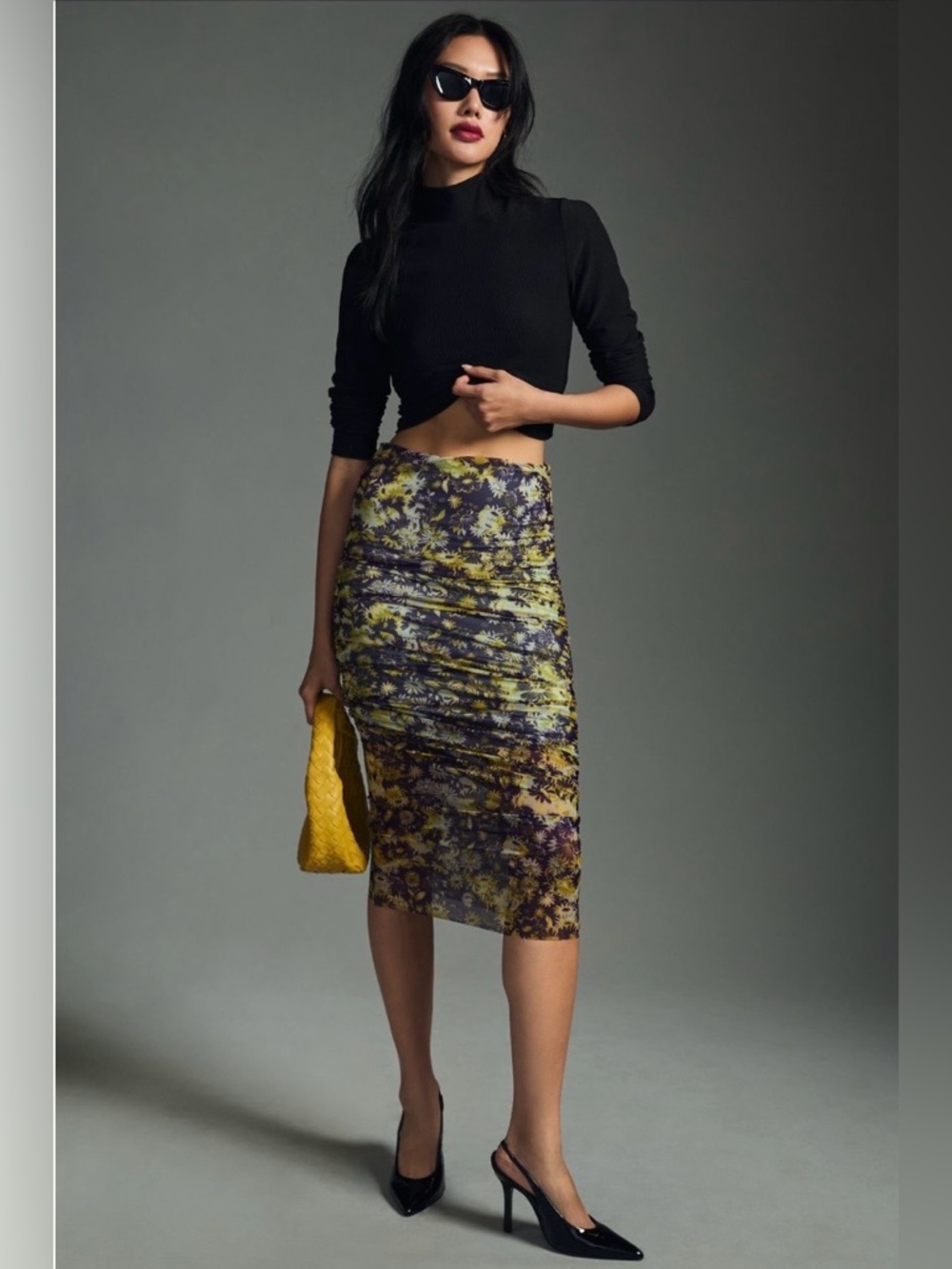 ✨Anthropologie (EUC) Ruched Mesh Skirt Size M✨
